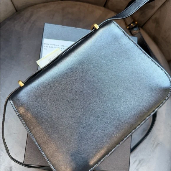 Yves Saint Laurent Spontini Saddle Bag Black in Smooth Calfskin Monogram Camera - Picture 9 of 17